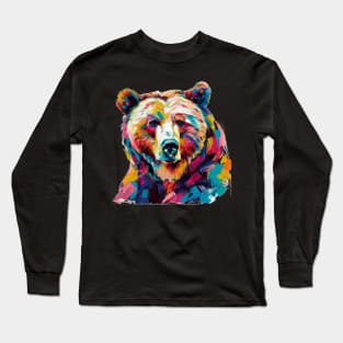 Bear Colorful Pop Art Design Animal Lover Gift Idea Long Sleeve T-Shirt